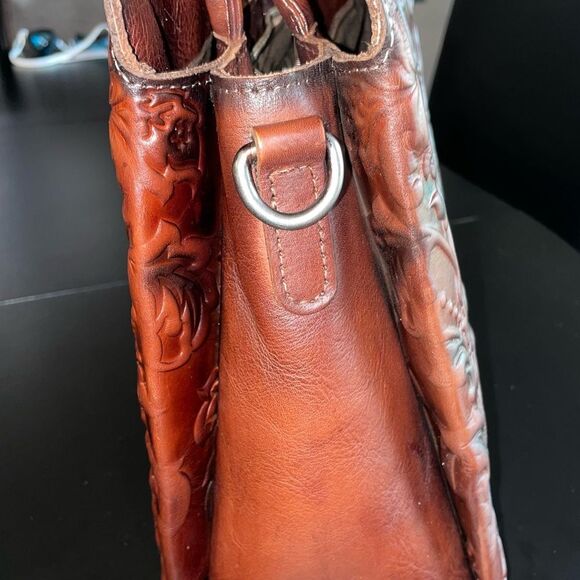 Genuine Leather Purse Handbag Vintage Embossed Tote Crossbody Shoulder Satchel - Picture 4 of 13